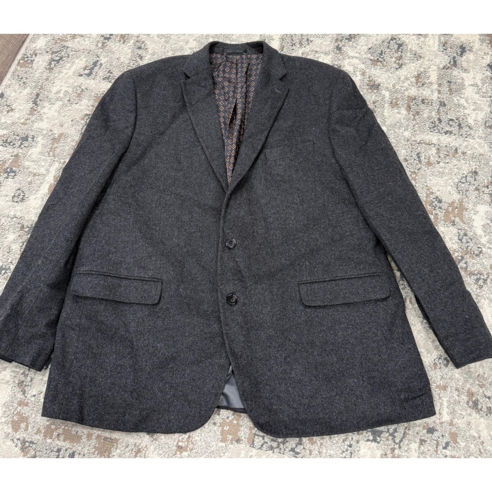 Lauren Ralph Lauren 48L Wool Silk Cashmere Blazer Charcoal Grey Sport Coat